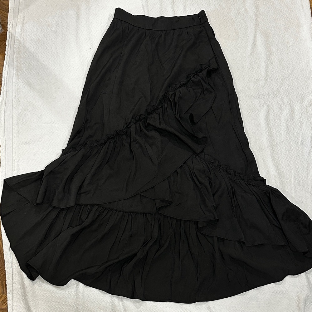 Chic Black Asymmetrical Ruffle Skirt - Picture 1 of 5